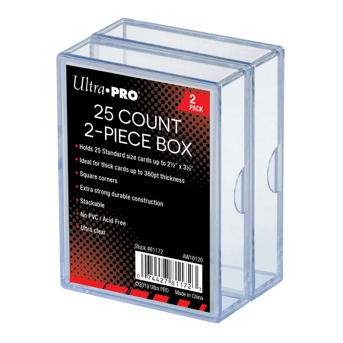 2-Piece 25-Count Clear Card Storage Boxes (2ct)