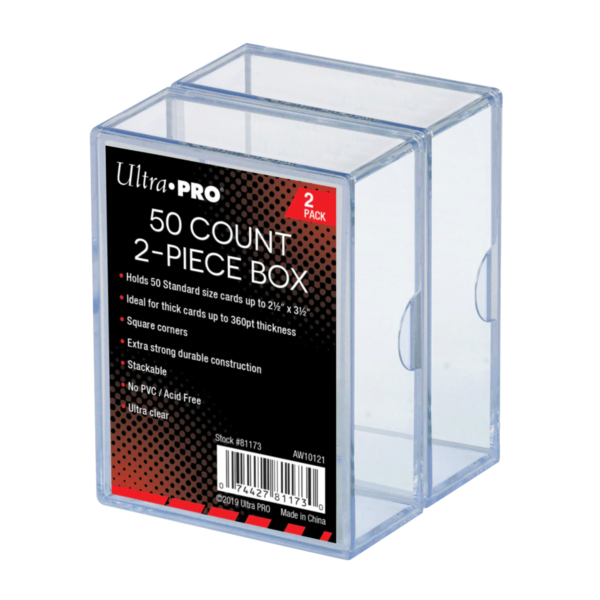 2-Piece 50-Count Clear Card Storage Boxes (2ct)