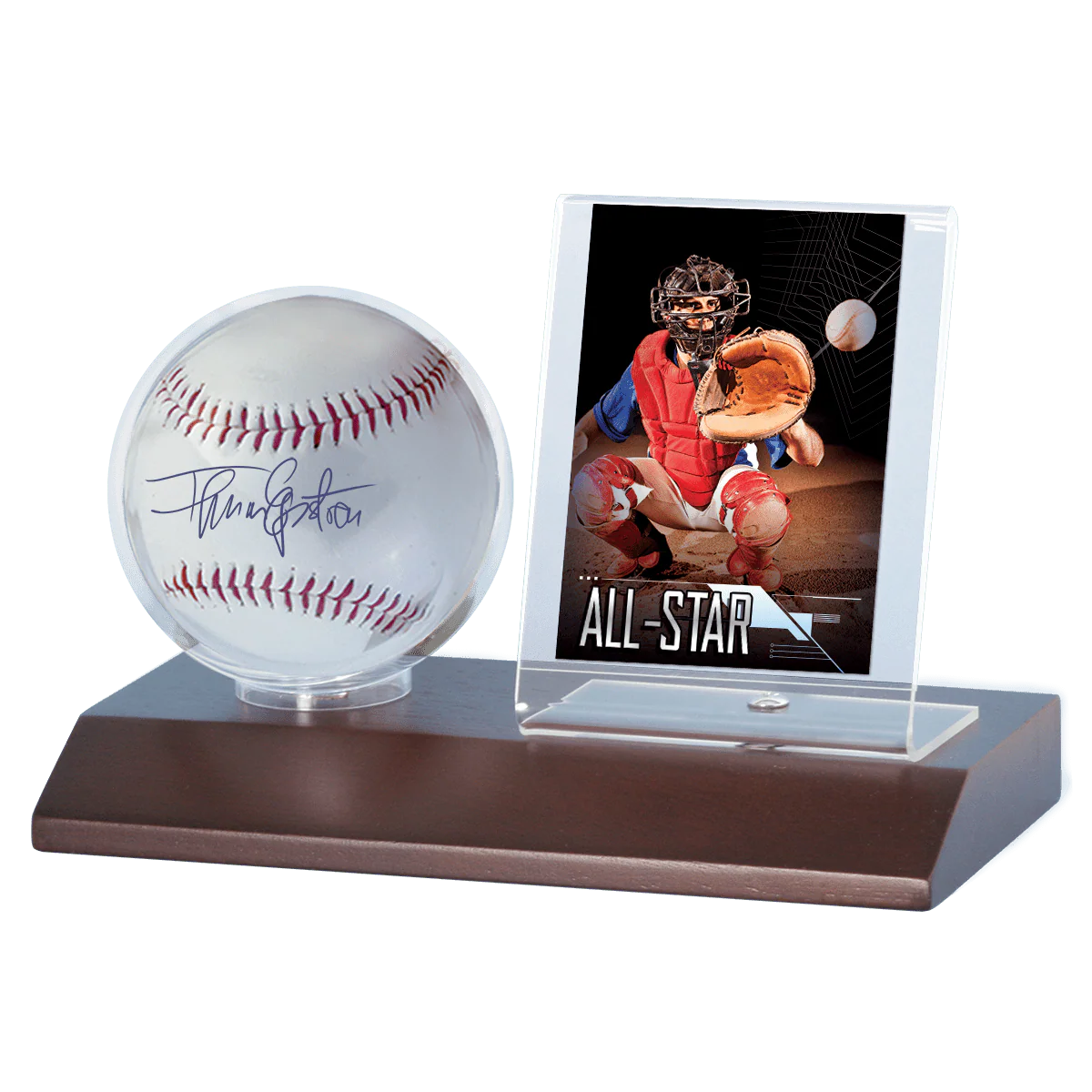 Baseball & Card Wood Display Holder