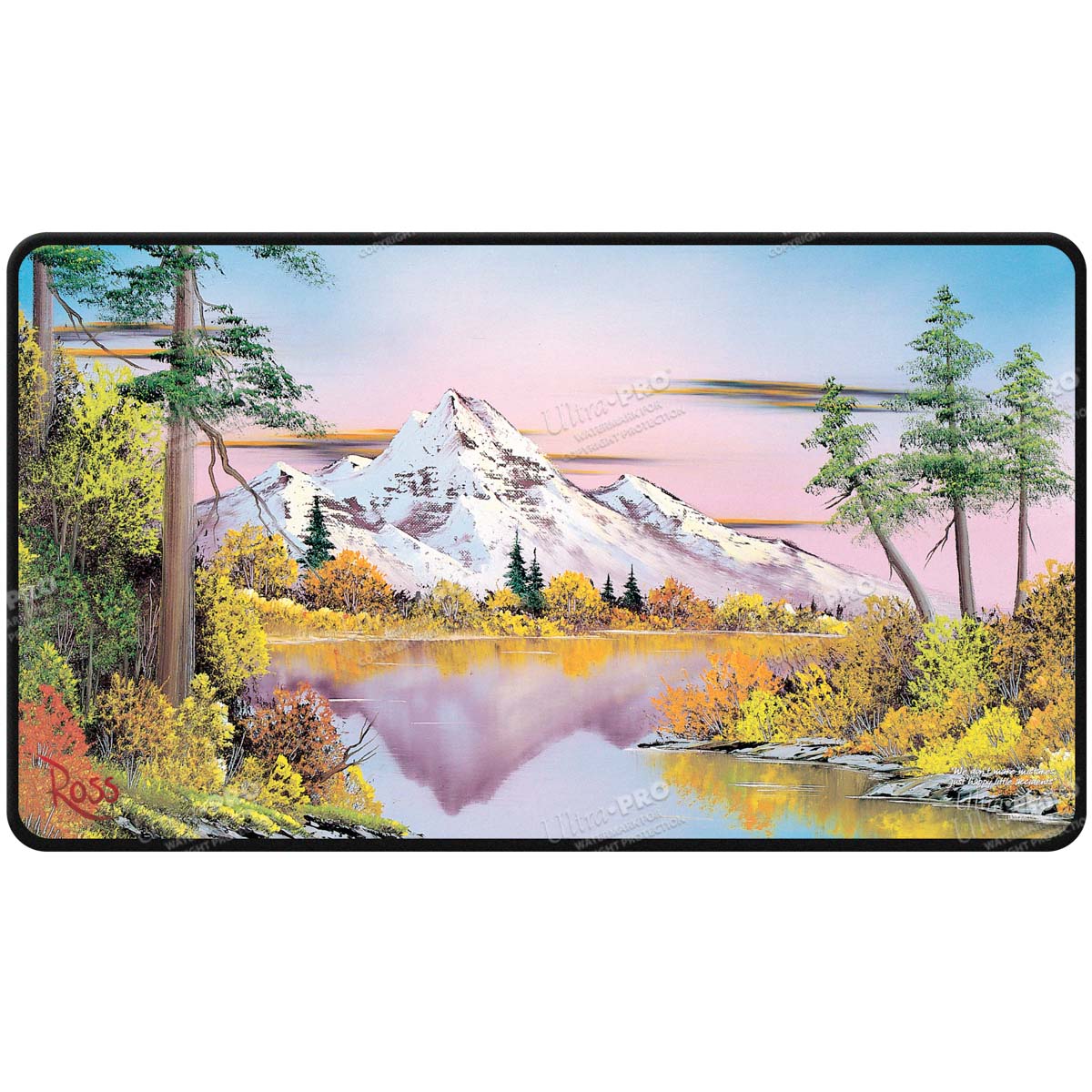 Bob Ross Mighty Mountain Lake Black Stitched Playmat - Image 2
