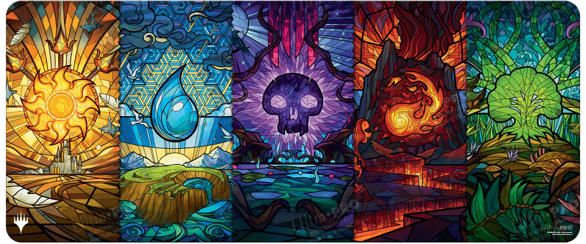 Dominaria United Stained Glass Land Medley Table Playmat for Magic: The Gathering