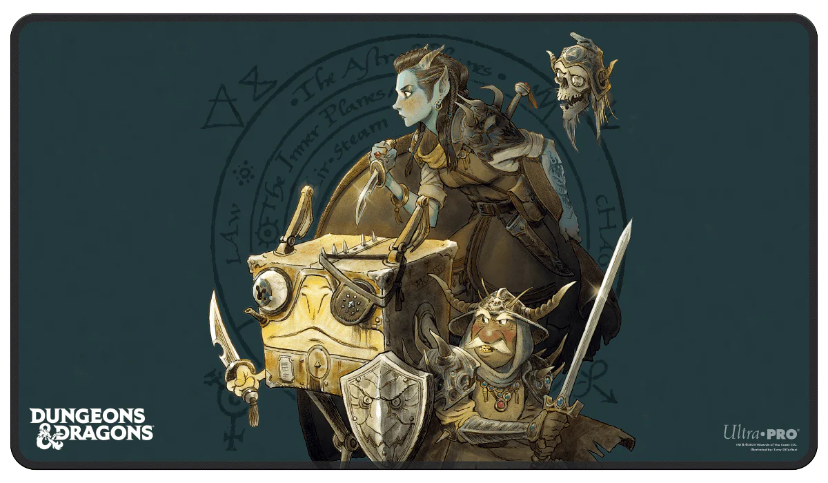 Planescape: Adventures in the Multiverse for Dungeons & Dragons Black Stitched Playmat - Turn of Fortune's Wheel Alternate Cover Artwork v3