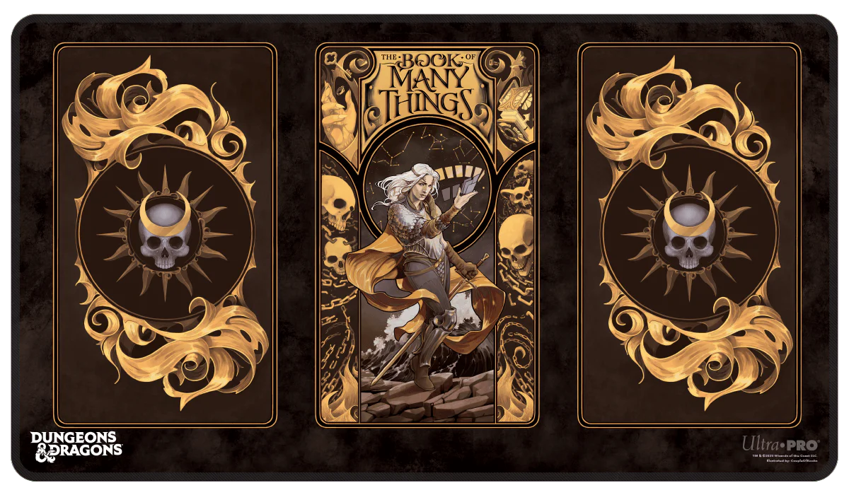 Deck of Many Things Black Stitched Standard Gaming Playmat for Dungeons & Dragons