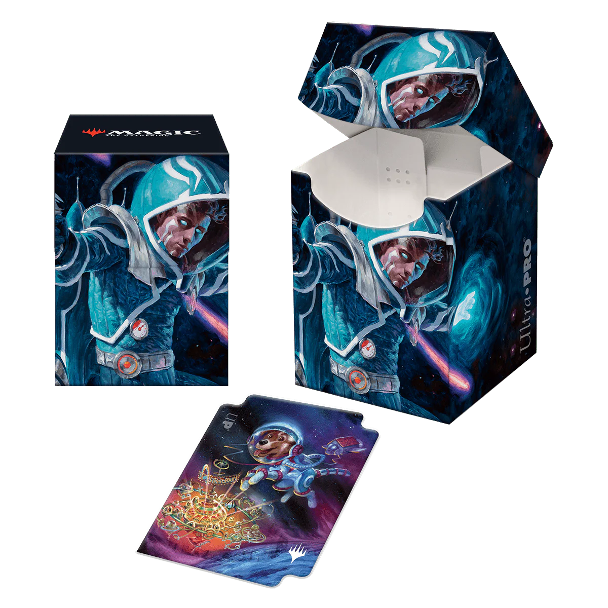 Unfinity Space Beleren & Comet, Space Puppy 100+ Deck Box for Magic: The Gathering